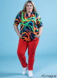 Roll Sleeve Top (B-9001-PR) W91060-Neon Lines