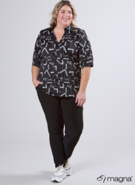 Puff Sleeve Shirt (B-2502-PR) U29001-Arrow Sketch Black-White