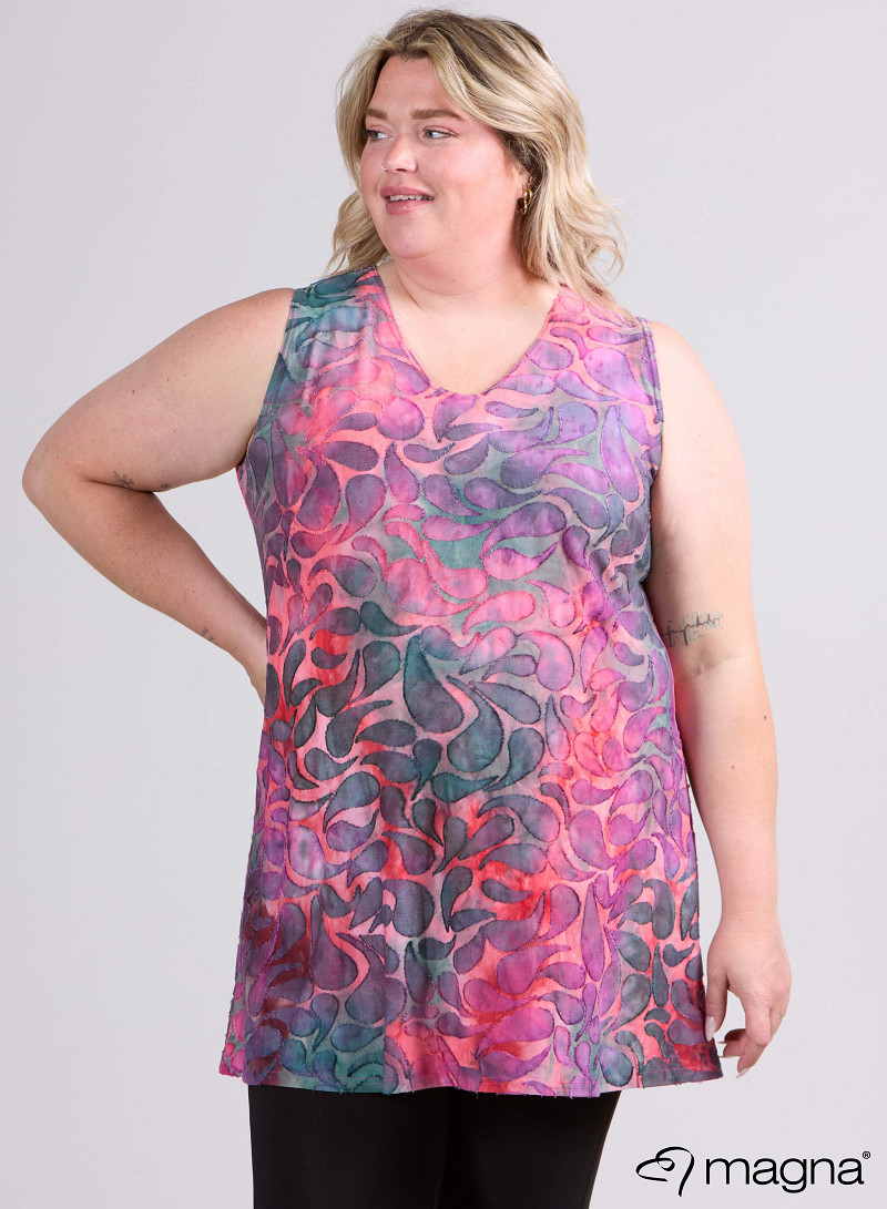 A-Line Sleeveless tunic/top (A-2302-MSH) T87066-Drop Shapes Coral