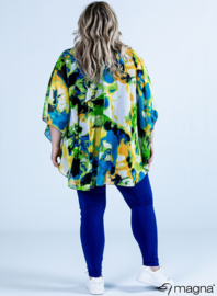 Poncho WINGS chiffon print (M-0004-CHP) Y08058-Tie Die Flower Green