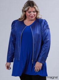 Kort Leather Look Puff Shoulder Jacket (K-2401-LL) 060-Royal Blue