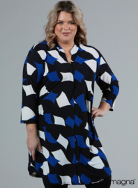 A-Line Long Pocket Tunic (C-2217-PR) V75060-Diamond Blocks Blue