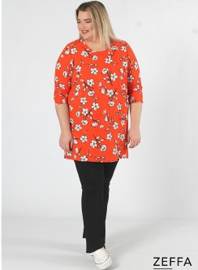 Simple Tunic  (ZF-TU-1005-pr) Y80019-Flower Orange