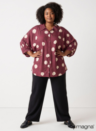 Button Down Flowy Tunic (C-2617-PRINT) T11032-Orbit Circles Wine Red