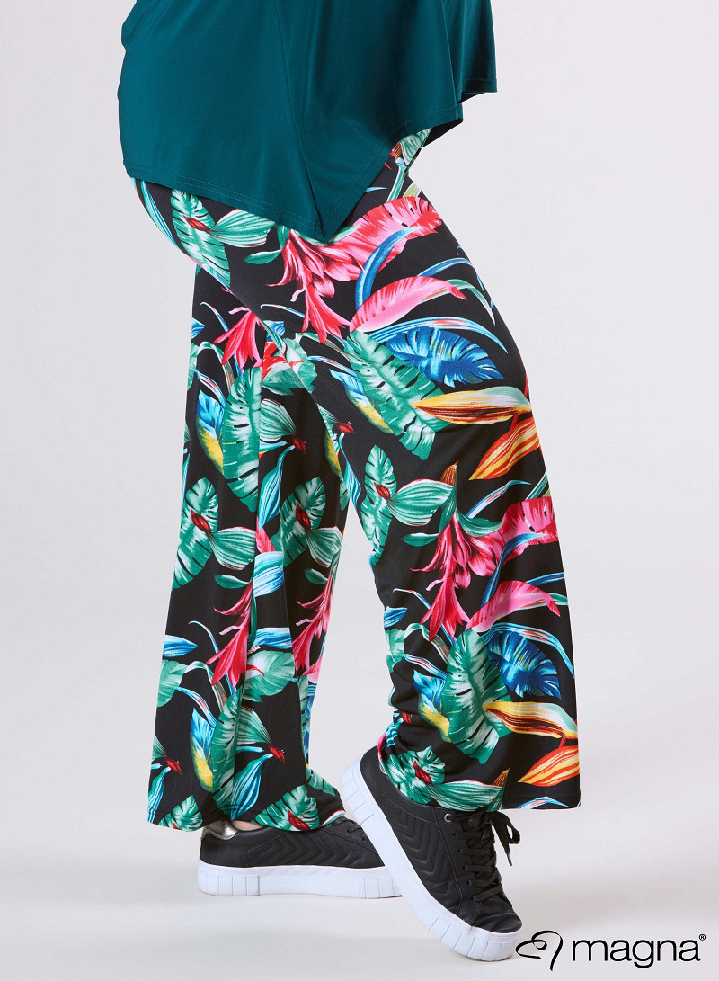 Broek Basic (D-03-PR) T68038-Big Leaves Green-Red
