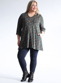 Wijd vallende tuniek met zakken (C-2021-VIS PR) 000231-Swirl Circle Khaki