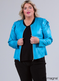 Kort Leather Look Puff Shoulder Jacket (K-2401-LL) 011-Turquoise