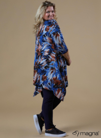 Tuniek Punten 3Q-mouw(C-0001-HVP) - W24060-Artistic Flower Blue