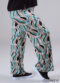 Broek Basic (D-03-PR) U96038-Abstract Leaves Sand/Green