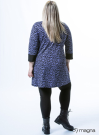 V-nek tuniek met print afwerking langs hals en mouwen (C-2220) X42021-Leopard Paars - 001-zwart