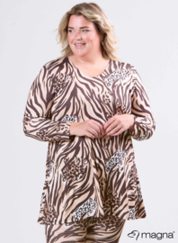Long Sleeve A-Line Tunic (B-2401-PRINT) T71064-Animal Waves Brown