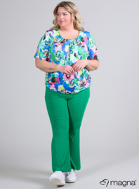 Short Sleeve Puffy Shirt (B-8018-PRINT) U09060-Rosa Blue-Green