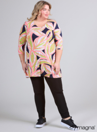 Lange basic shirt (B-6004-VP-MB) U22008-Art Leaves Lime-Coral