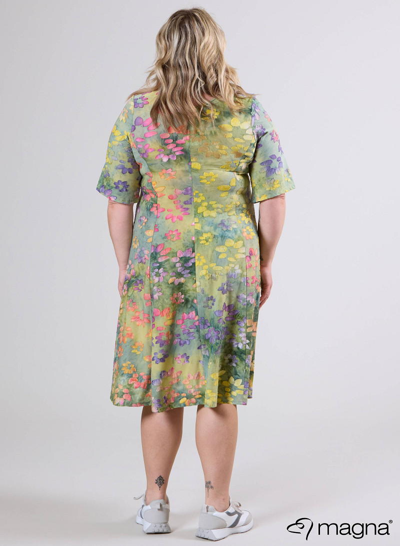 Long A-Line Dress (C-2513-MSH) T76007-Daisy Design Yellow-Green