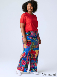 Broek Basic (D-03-PRINT) T19015-Tribal Red-Blue