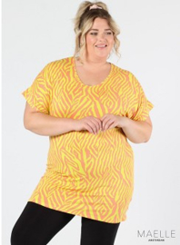 Oversized Shirt (ME-TU-1015) Y02076-Graphical Zebra Yellow