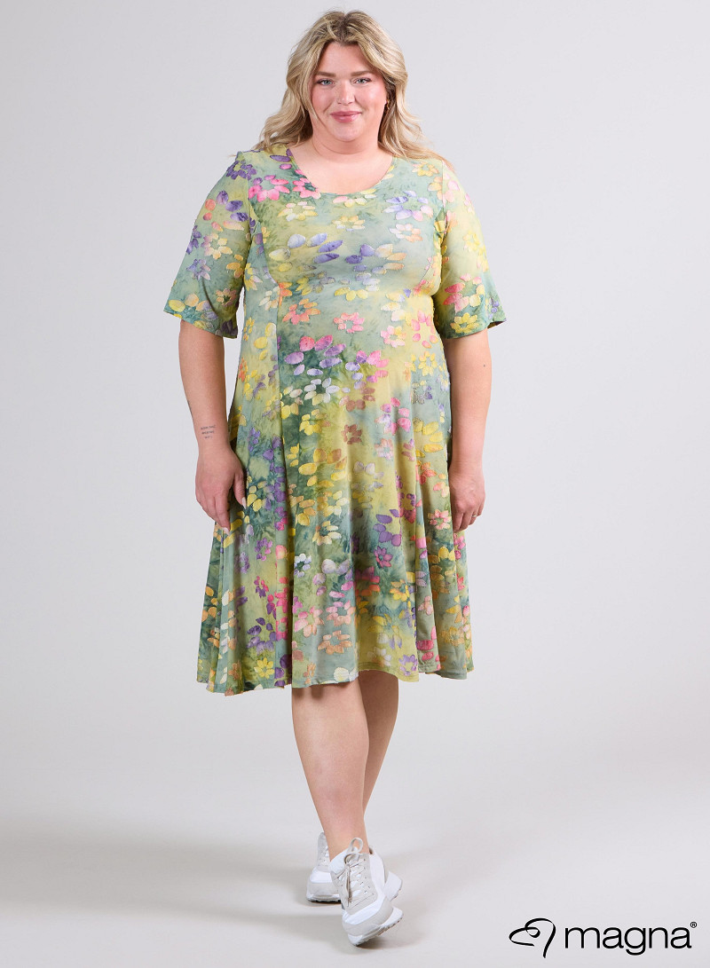 Long A-Line Dress (C-2513-MSH) T76007-Daisy Design Yellow-Green