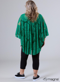 Poncho WINGS chiffon print Burnout Roses (M-0004-CHPR-BR) 058-Brazil Green