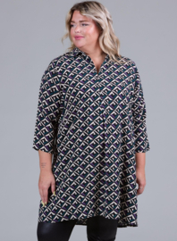Tuniek met zakken (C-9003-LVIS-print) U82038-Retro Mozaic Green/Purple