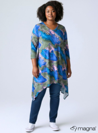 Leather Look Tuniek Punten 3Q-mouw(C-0001-PRINT) T34071-Swirl Green-Blue