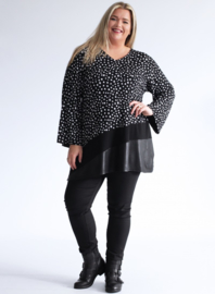 Tuniek Viscose Print Leather Look/Solid (C-2024) 000401-Painted Polka Black
