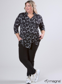 Button Tunic V-Shaped Neckline (C-2506-PR) U29001-Arrow Sketch Black