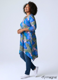 Leather Look Tuniek Punten 3Q-mouw(C-0001-PRINT) T34071-Swirl Green-Blue