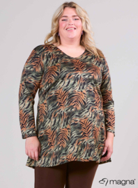 Long Sleeve A-Line Tunic (B-2401-HVP) T45028-Animal Leaf Rust-Green