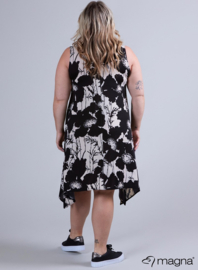 A-Shaped Sleeveless Split Dress (C-2323-PRINT) V59001-Bamboo Jungle Beige-Black