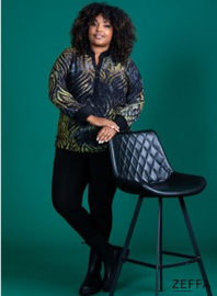 Stretchy Chiffon Blouse (ZF-BL-1001-CHP)  X71031-Wavey Tie Dye Green