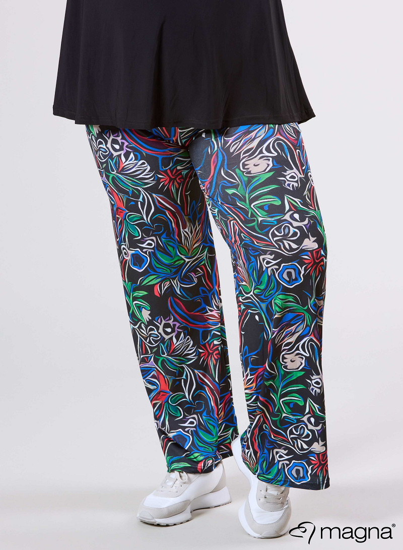 Broek Basic (D-03-PR) T66060-Multicolor Flower Blue