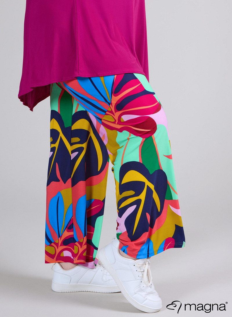 Broek Basic (D-03-PR) T86067-Big Leaves Magenta-Mint
