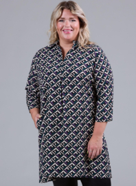 Tuniek met zakken (C-9003-LVIS-print) U82038-Retro Mozaic Green/Purple