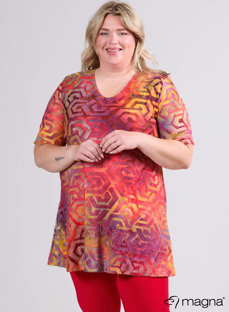 A-Line Short Sleeve Shirt (B-2508-MSH) T77076-Maze Red-Yellow