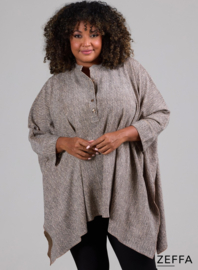 Oversized Tuniek/Ponncho (ZF-PO-1002-HVPK)  U64014-Herringbone Sand