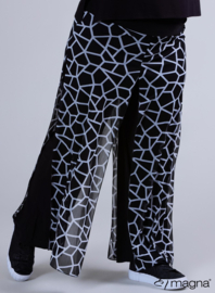 Broek Basic met chiffon laag(D-4003-PR) 199001-Geometric BW