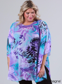 Poncho WINGS chiffon print (M-0004-CHP) V02021-Aqua Purple