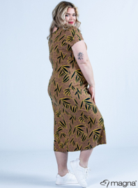 Long Short Sleeve Dress (C-9024-MB-VIS print) W75061-Palm Taupe