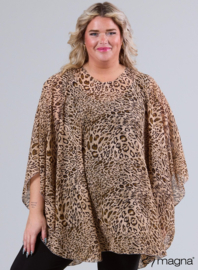 Poncho WINGS chiffon print (M-0004-CHP) V03061-Small Leo Taupe
