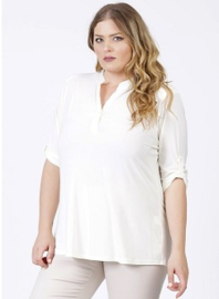 Roll Sleeve Top (B-9001) 018-Creme