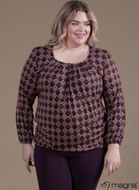 Shirt met Elastiek (B-8022-VISPR) X94026-Geometric Plum