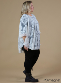 Poncho WINGS chiffon print Burnout Roses (M-0004-CHPR-BR) 018-Creme