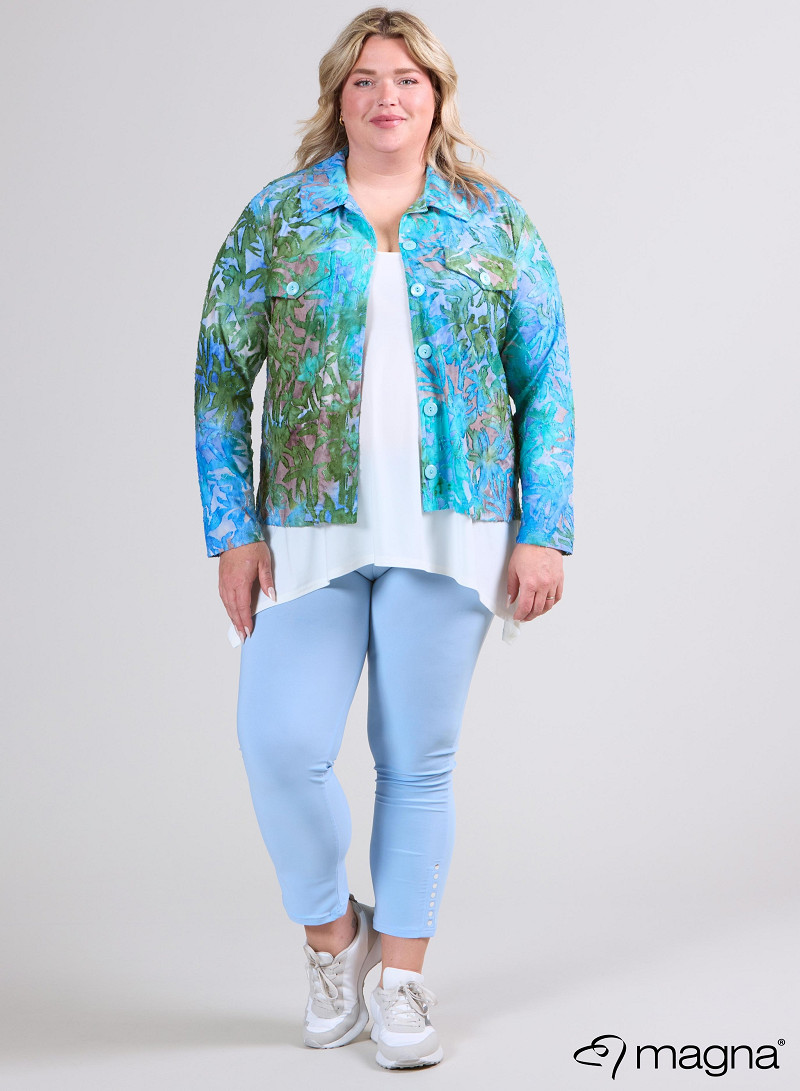 Jaquard Button Jacket (K-2402-MSH) T850051-Bush Aqua