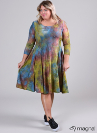 Long A-Line Tuniek-Dress (C-2130-MSH) U56008-Tie Dye Shapes Lime