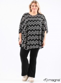 Poncho WINGS chiffon print (M-0004-CHP) 310001-BW Zig Zag