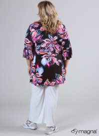Flared Sleeves Relaxed Tunic (C-2503-PRINT) V72075-Colorful Flower Rose