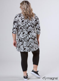 Lange basic shirt (B-6004-VP-MB) U18001-Flower Black-White