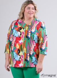 Comfy Button Flap Tunic (C-2504-PRINT) U32058-Butterfly Garden Green