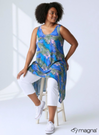 A-Shaped Sleeveless Split Dress (C-2323-PRINT) T34071-Swirl Green-Blue