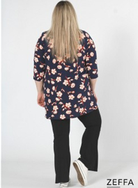 Simple Tunic  (ZF-TU-1005-pr) Y80017-Flower Navy